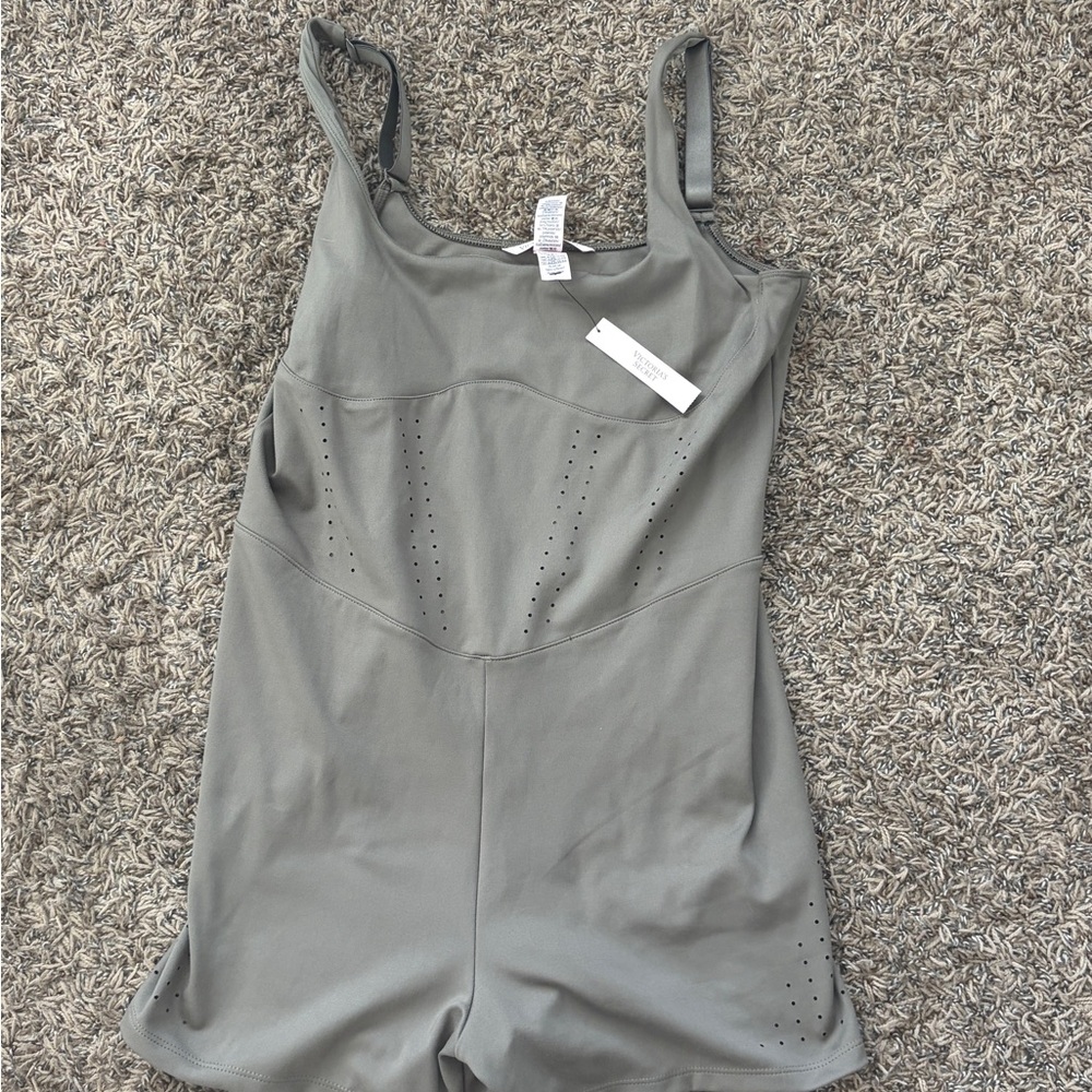 Victoria's Secret Olive Perforated short onesie